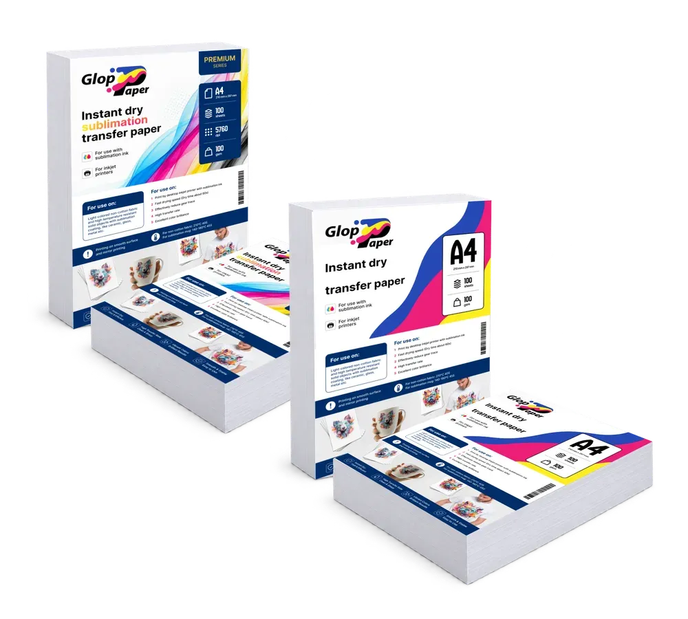 Paquetes de papel GlopPaper Premium y Estándar en formato A4 y A3